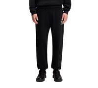 HUGO Mens Dusplitan Cotton-Terry Tracksuit Bottoms with Split Logo Black