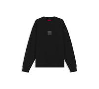 HUGO Mens Dusplited Cotton-terry sweatshirt with split logo Black