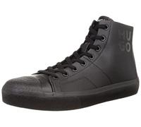 HUGO Mens DyerH Hito Stacked-Logo high-top Trainers in Leather Black