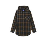 HUGO Mens Ebhood Hooded Oversized-fit Overshirt in Checked Cotton