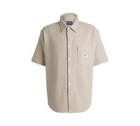HUGO Mens Ebronn Short-Sleeved Shirt in a Waffle-Structured Cotton Blend