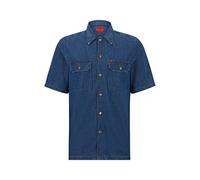 HUGO Mens Elpy Relaxed-fit Denim Shirt in Pure Cotton Blue