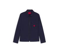 HUGO Men's Emmond Canvas Overshirt from Cotton Blend with Zipper and Logo Label, Navy418, XXL