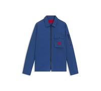 HUGO Emmond Patch Pocket Logo Regular Fit Zit Thru Overshirt - Blue, Blue, Size Xl, Men Blue