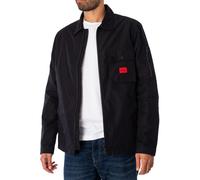 HUGO Mens Emmond Cotton-Blend Overshirt with red Logo Label