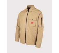 HUGO Mens Emmond Zip Through Overshirt - Colour: 928 Beige Overflow - Size: Large