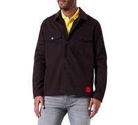 HUGO Mens Enalu Oversized-fit Overshirt in Organic Cotton Black