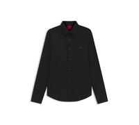 HUGO Mens Ermo Slim-fit Shirt in Stretch Cotton with Stacked Logo Black