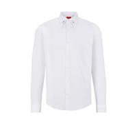 HUGO Mens Ermo Slim-fit Shirt in Stretch Cotton with Collar Rivets White