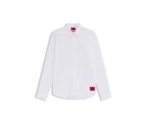 HUGO Mens Ero3-W Stretch-Cotton Extra-Slim-fit Shirt with red Logo Label