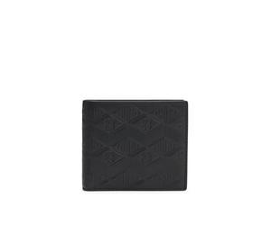 Hugo Men's Ethon HI M 4cc Coin Leather Wallet with Embossed Stack and Geometric Logos, Black, One Size