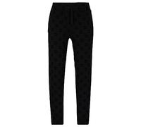 Hugo Men's Flock AOP Pants Jogging Bottoms with Straight Leg and Flocked Stack Logos, Black 1, S