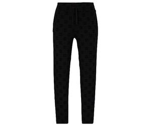 Hugo Men's Flock AOP Pants Jogging Bottoms with Straight Leg and Flocked Stack Logos, Black 1, S