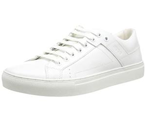 HUGO Mens Futurism Tenn Nappa-Leather Trainers with Rubber Sole Size 12 White