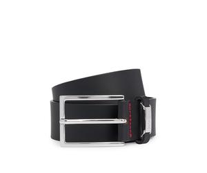 HUGO Mens Gabriel Sz35 Leather belt with logo-plate keeper