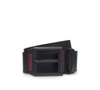 HUGO Mens Gelio-B-Red Sz40 Italian-leather belt with angular logo buckle