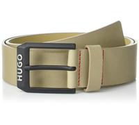 HUGO Men's Gelio Matte Buckle Leather Belt, Taupe, 30