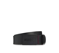 HUGO Mens Gethon Sz35 Embossed-logo belt in smooth Italian leather
