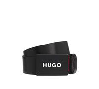 HUGO Mens Gilao-Z Sz35 Leather belt with branded plaque buckle