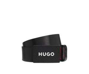 HUGO Mens Gilao-Z Sz35 Leather belt with branded plaque buckle