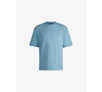 Hugo Mens Happy Hugo Logo-Patch Cotton-Jersey T-Shirt Light/Pastel Blue XL