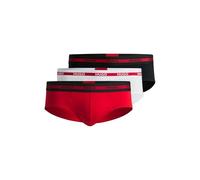 HUGO Men's 3-Pack Organic Cotton Red Stripe Briefs, Black/White/Red - Size: 38/39/32