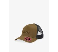 Hugo Mens Hugo Brand-Embroidered Cotton-Twill and Mesh Trucker Hat Open Green 1 Size