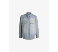 Hugo Mens Hugo Brand-Patch Striped Cotton Shirt Bright Blue M