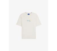 Hugo Mens Hugo Brand-Print Regular-Fit Cotton-Jersey T-Shirt Open White L