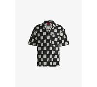 Hugo Mens Hugo Checkerboard Short-Sleeved Stretch-Woven Shirt Black L