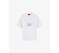 Hugo Mens Hugo Collegiate Logo-Print Oversized-Fit Cotton-Jersey T-Shirt White 2XL