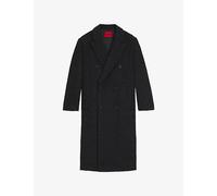 Hugo Mens Hugo Double-Breasted Relaxed-Fit Wool-Blend Coat Black L