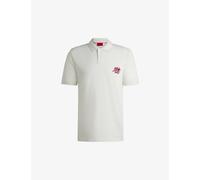 Hugo Mens Hugo Double-Logo Cotton-Piqué Polo Shirt Natural 2XL