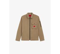Hugo Mens Hugo Emmond Logo-Patch Cotton Overshirt Beige Overflow S