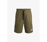 Hugo Mens Hugo Logo-Badge Elasticated-Waist Cotton Shorts Open Green M