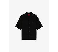 Hugo Mens Hugo Logo-Embroidered Oversized-Fit Woven Shirt Black M