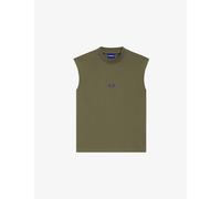 Hugo Mens Hugo Logo-Embroidered Relaxed-Fit Sleeveless Cotton T-Shirt Open Green M