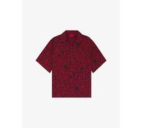 Hugo Mens Hugo Rose-Print Oversized-Fit Woven Shirt Open Miscellaneous L