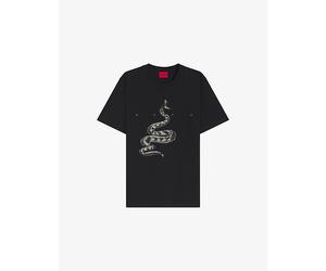 Hugo Mens Hugo Snake-Print Short-Sleeved Cotton-Jersey T-Shirt Black XL