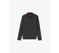 Hugo Mens Hugo Stacked Logo-Appliqué Long-Sleeved Stretch-Woven Polo Shirt Medium Grey M