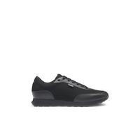 HUGO Mens Icelin Runn Knit-Effect Trainers with Faux-Leather Trims Size 6 Black