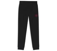 HUGO Mens Laze Pants CW Cuffed Loungewear Bottoms in Stretch Cotton with Logo Print Black