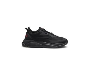 HUGO Mens Leon Runn Logo-Counter Trainers with Canvas-Effect Fabric Size 9 Black