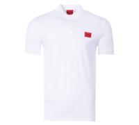 Hugo Mens Logo Patch Sustainable Slim Fit Polo Shirt - White Cotton - Size Large
