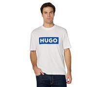 HUGO Men's Logo Stripe Cotton Crew Neck T-Shirt, White Salt, XL