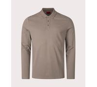 HUGO Mens Long Sleeve Donoslong Polo Shirt - Colour: 032 Medium Grey - Size: XL
