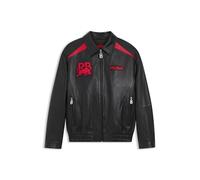 HUGO Mens Lugor RB x RB bull-motif jacket in leather