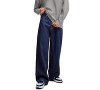 Hugo Men's Mason Loose Baggy Fit Jeans in Dark Blue Denim, Dark Blue, 34 W/32 L