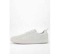 HUGO Men's Morrie Tenn Monogram Leather Trainers- White, White, Size 8, Men White