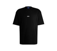 HUGO Men's Nalono Loose Cotton T-Shirt with Artistic Logo on the Back, Black002, L